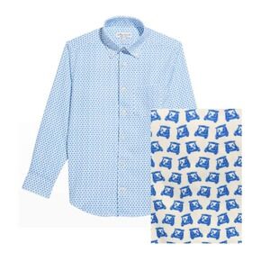 Peter Millar Boys XS 5-6 Golf Cart Print Summer Comfort Button Down Shirt Blue